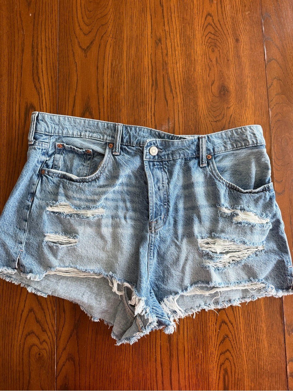 Aeropostale Light Blue Ripped Denim Shorts